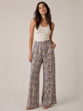 Bishop and Young Paisley Print wide leg boho pants size L